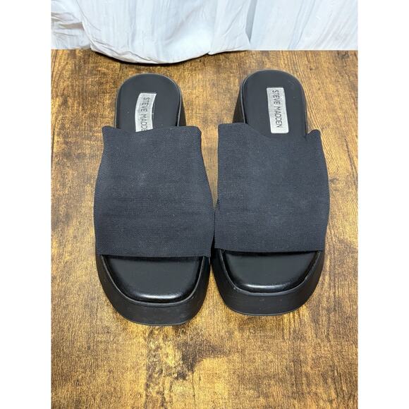 Steve Madden Sz 38 (7.5) Black Slinky 30 Slide Sandals 90s Y2K Chunky Platform - Picture 10 of 10